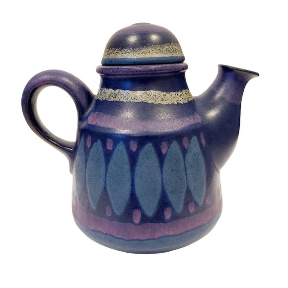 KMK‎ Kupfermuhle Keramics Art Pottery Viola Teapot Purple MCM Mid-century Modern - Picture 2 of 9